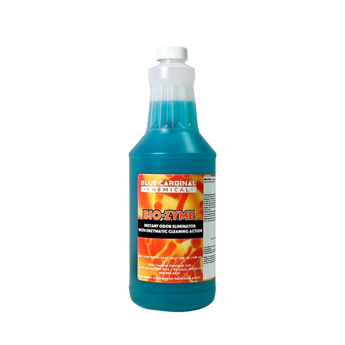 Bio Zyme enzyme cleaner for eliminating urine odors and organic waste from carpets, upholstery, restrooms, and drains