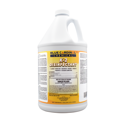 K-2 Disinfectant multipurpose virucidal cleaner that kills MRSA, H1N1, Hepatitis B & C, HIV-1, and Parvo