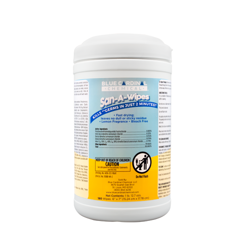 San-A-Wipes fast-drying bleach-free disinfecting wipes for hard surfaces with lemon fragrance