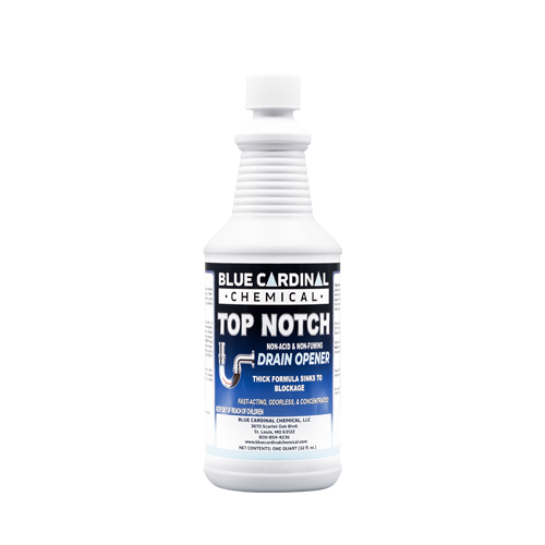 Top Notch non-acid drain opener clears grease, hair, and sludge clogs with super-dense formula