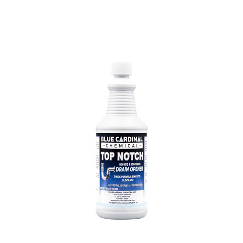 Top Notch non-acid drain opener clears grease, hair, and sludge clogs with super-dense formula