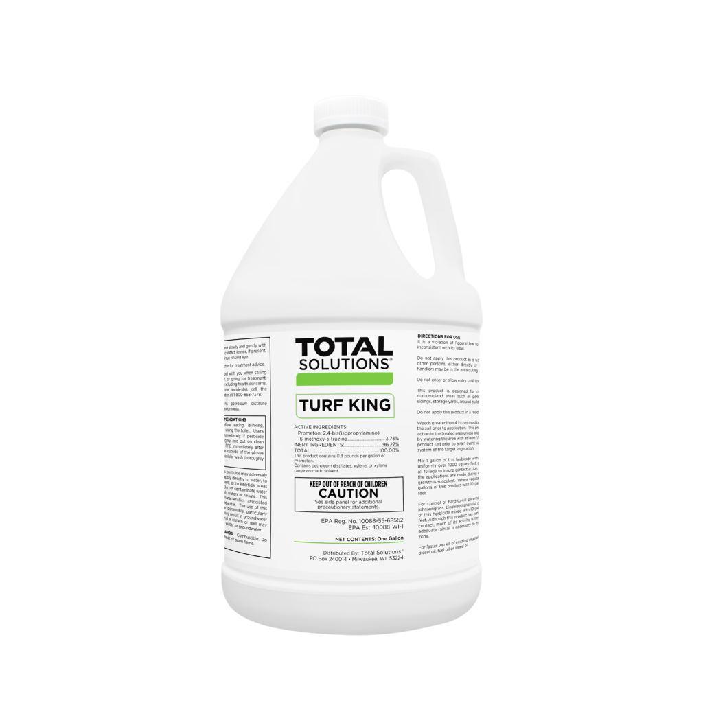 Turf King concentrated total-kill herbicide with 3.73% Prometon for up to 12 months residual control